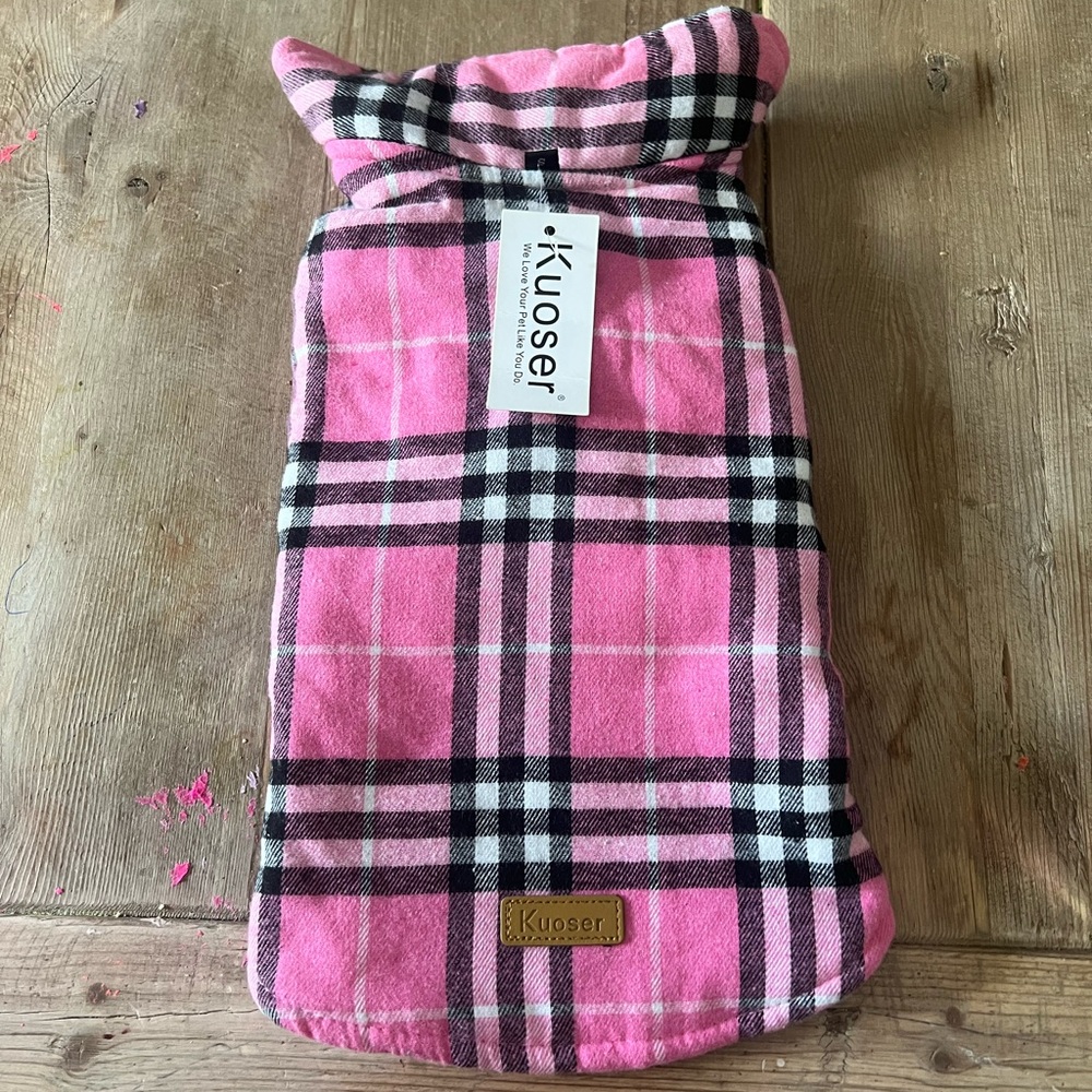 Kuoser Pink Plaid reversible Pet Jacket - Picture 2 of 10